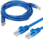Blue Ethernet network cable with RJ45 connectors for office phones and internet connectivity