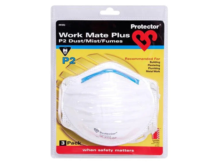 Protector Work Mate Plus P2 dust mist fumes mask for building plumbing metal work safety