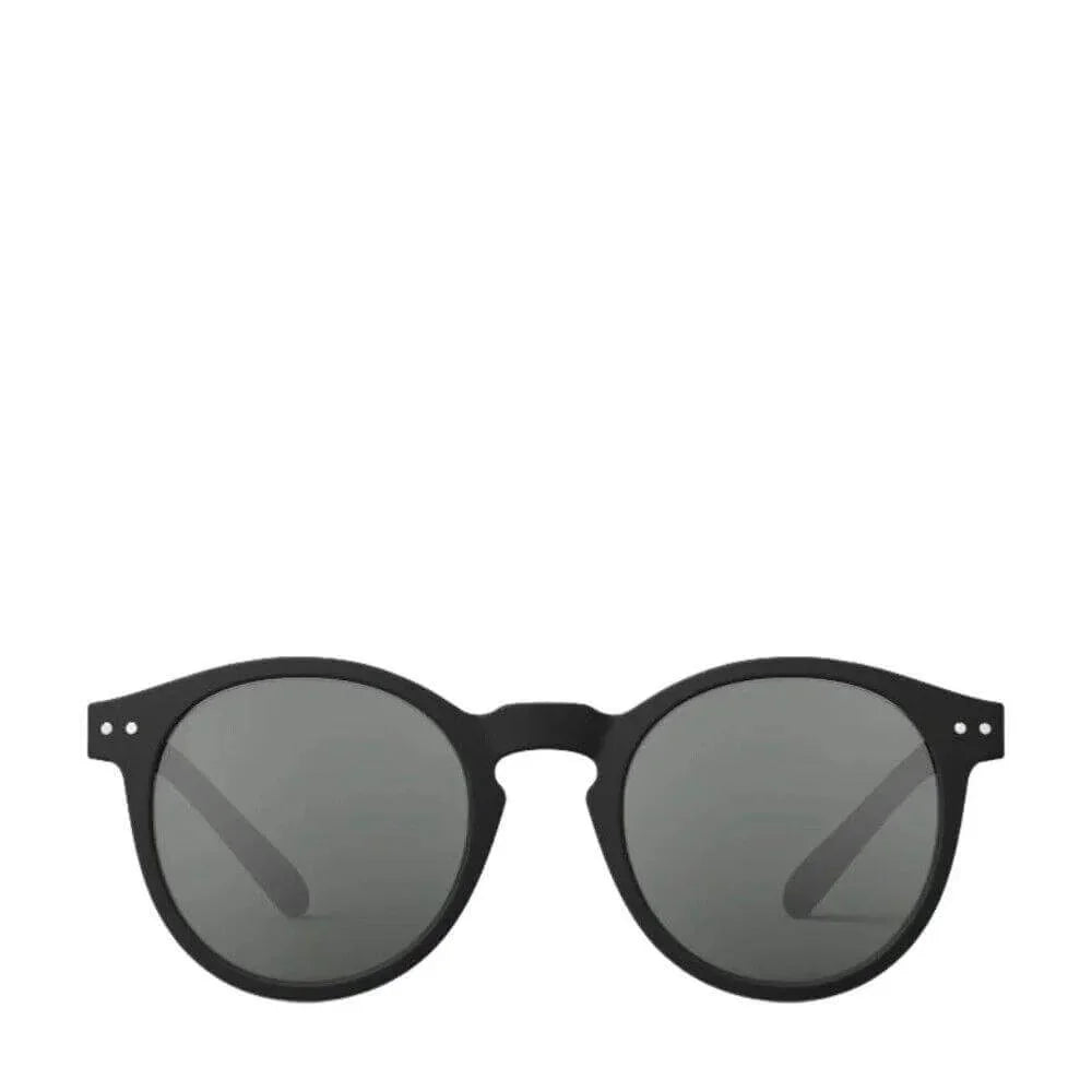 Black round sunglasses with gray lenses, stylish and modern design