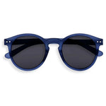Blue round sunglasses with dark lenses, stylish and modern design