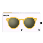 Yellow IZIPIZI sunglasses in branded packaging, stylish sun protection for everyday wear