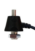 Black sensor with threaded metal base and cable for industrial equipment
