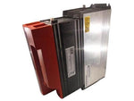 Industrial power inverter with red handle, metal casing, warning label, and STW branding for heavy machinery or truck parts