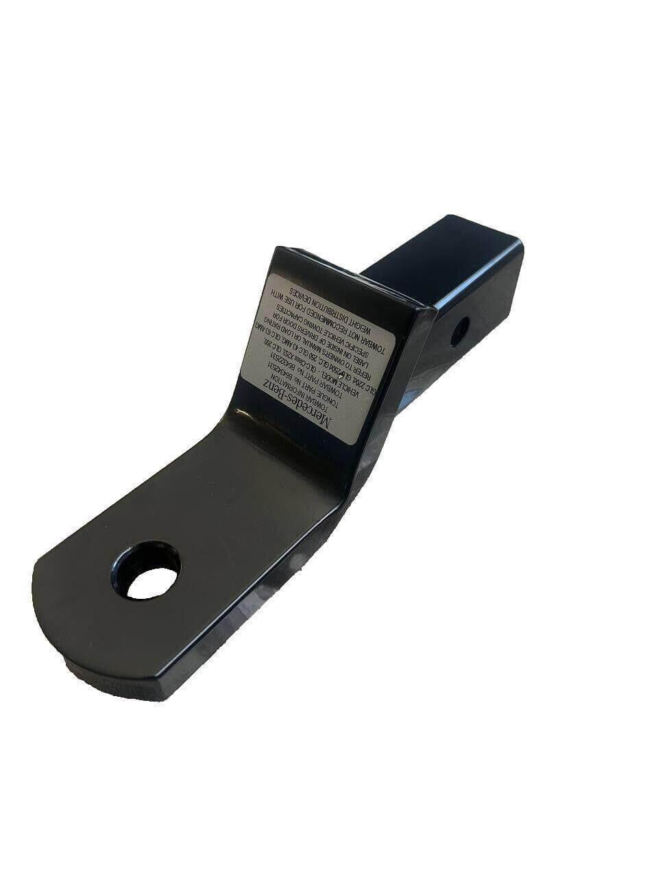 Black Mercedes-Benz tow hitch with label, compatible with international truck parts