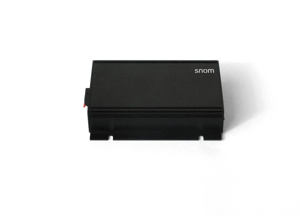 Black Snom office phone system device with sleek design