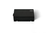 Black Snom office phone system device with sleek design