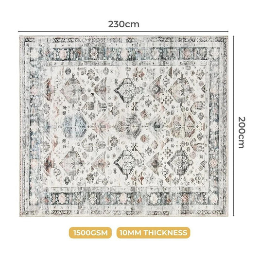 Marlow Floor Rug Vintage Short Pile Washable Carpet Soft Plush Non Slip 200x230