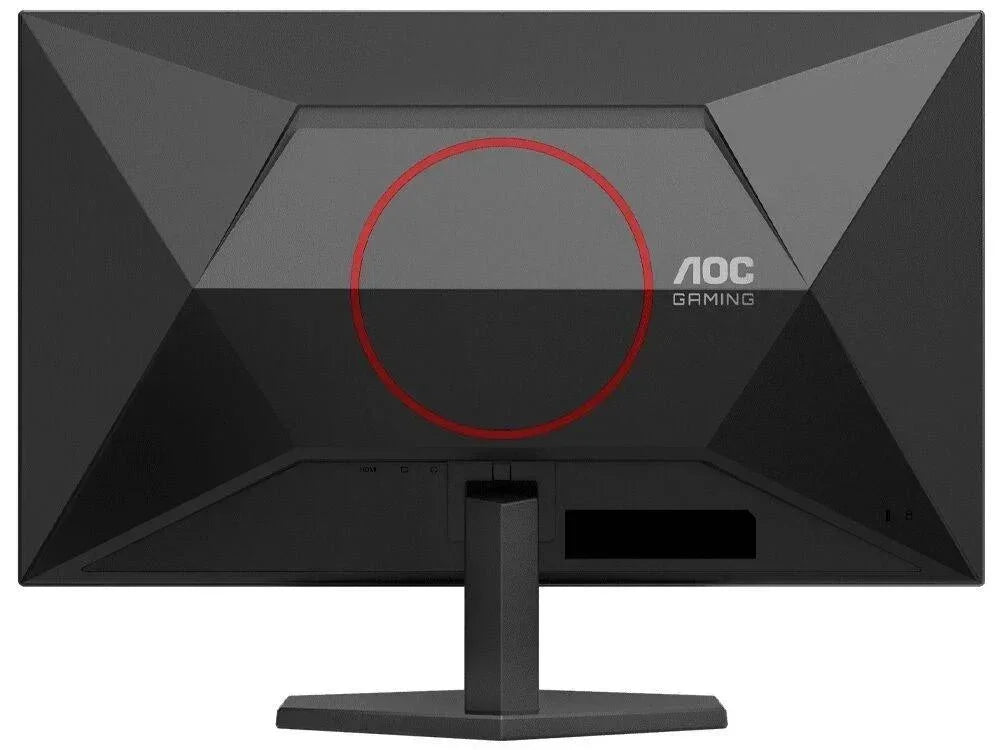 AOC Gaming monitor with red circular accent and geometric back design
