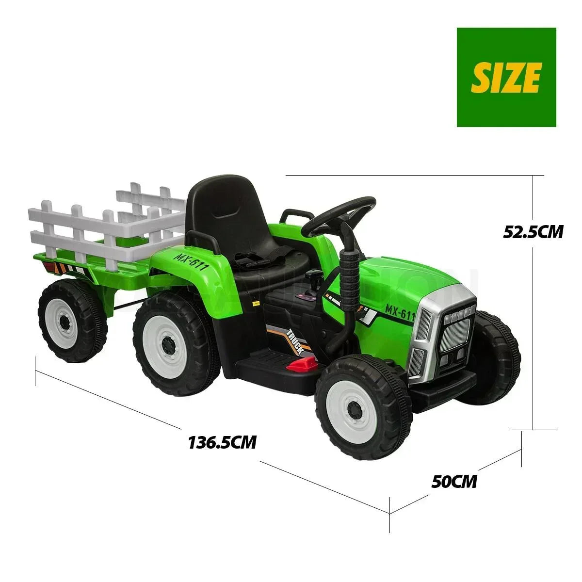 12V Kids Ride On Tractor Toy Electric Car Battery Kids Operated Toddlers - Green
