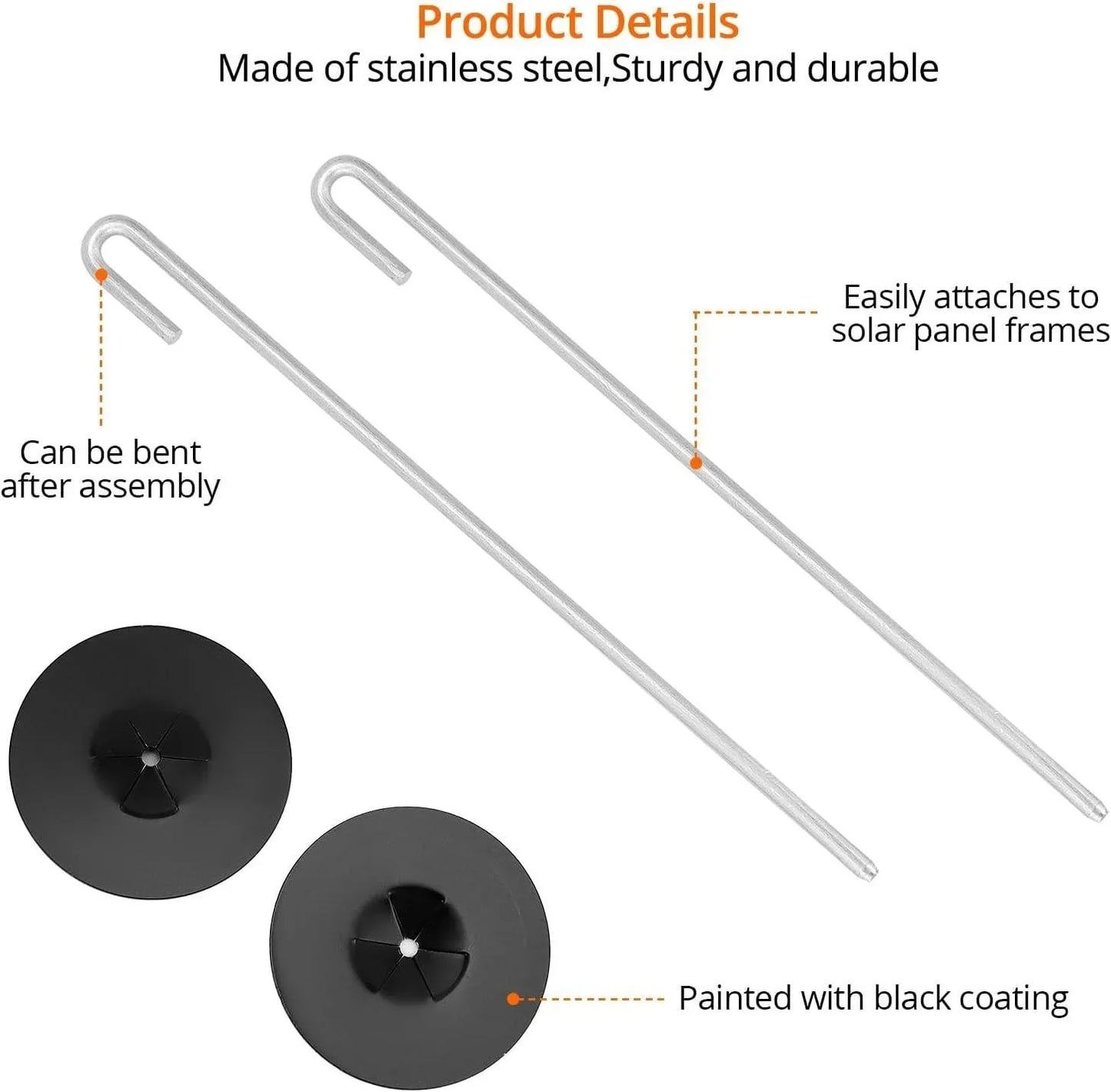 QWORK 100-Pack Stainless Steel Solar Panel Guard Clips with Self-Locking 38mm