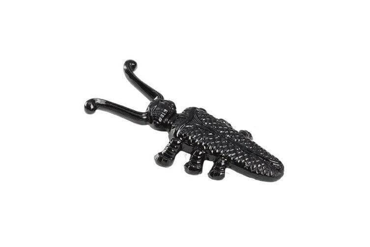 Black cast iron beetle-shaped hook for wall decor or utility use