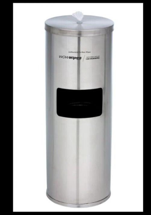 Wow Wipes Standing Stainless Steel Dispenser + Bin Freestanding