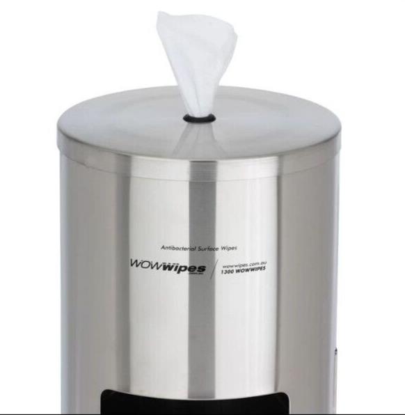 Wow Wipes Standing Stainless Steel Dispenser + Bin Freestanding