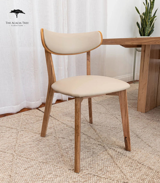 Oslo Taupe PU Australian Hardwood Dining Chair- Taupe PU seat