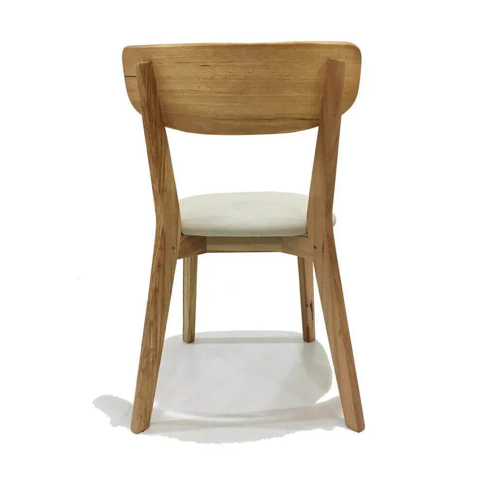 Modern wooden dining chair with light cushion, minimalist design for home or office use