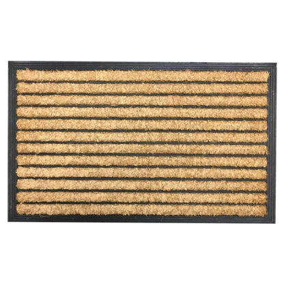 Rubber & Coir Ribbed Heavy Duty Doormat Front Door Mat Floor - 45cm x 75cm