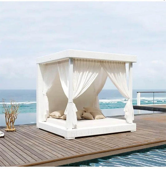 Luxury sunbed canopy patio daybed latest design rattan sun bed lounger