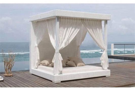 Luxury sunbed canopy patio daybed latest design rattan sun bed lounger