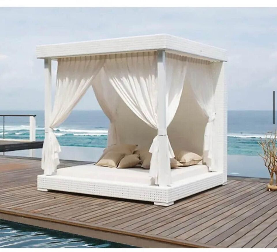 Luxury sunbed canopy patio daybed latest design rattan sun bed lounger