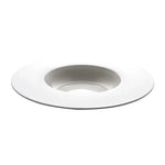 White ceramic bowl with wide rim, minimalist design for dining or kitchen use