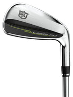 Wilson Staff Launch Pad golf iron with sleek metallic finish and green accents