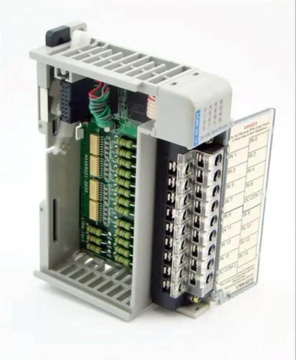 Industrial PLC module with terminal blocks and circuit board for automation systems