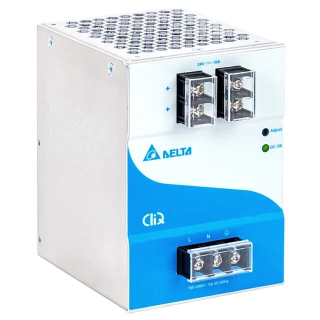 Delta DRP024V240W1AA din rail power supply offers 24V 10A 240W Output Voltage 24