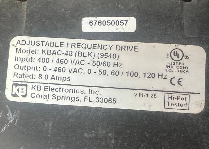 KB Electronics 9540 KBAC-48 AC Motor Speed Control 400/460v 3PH