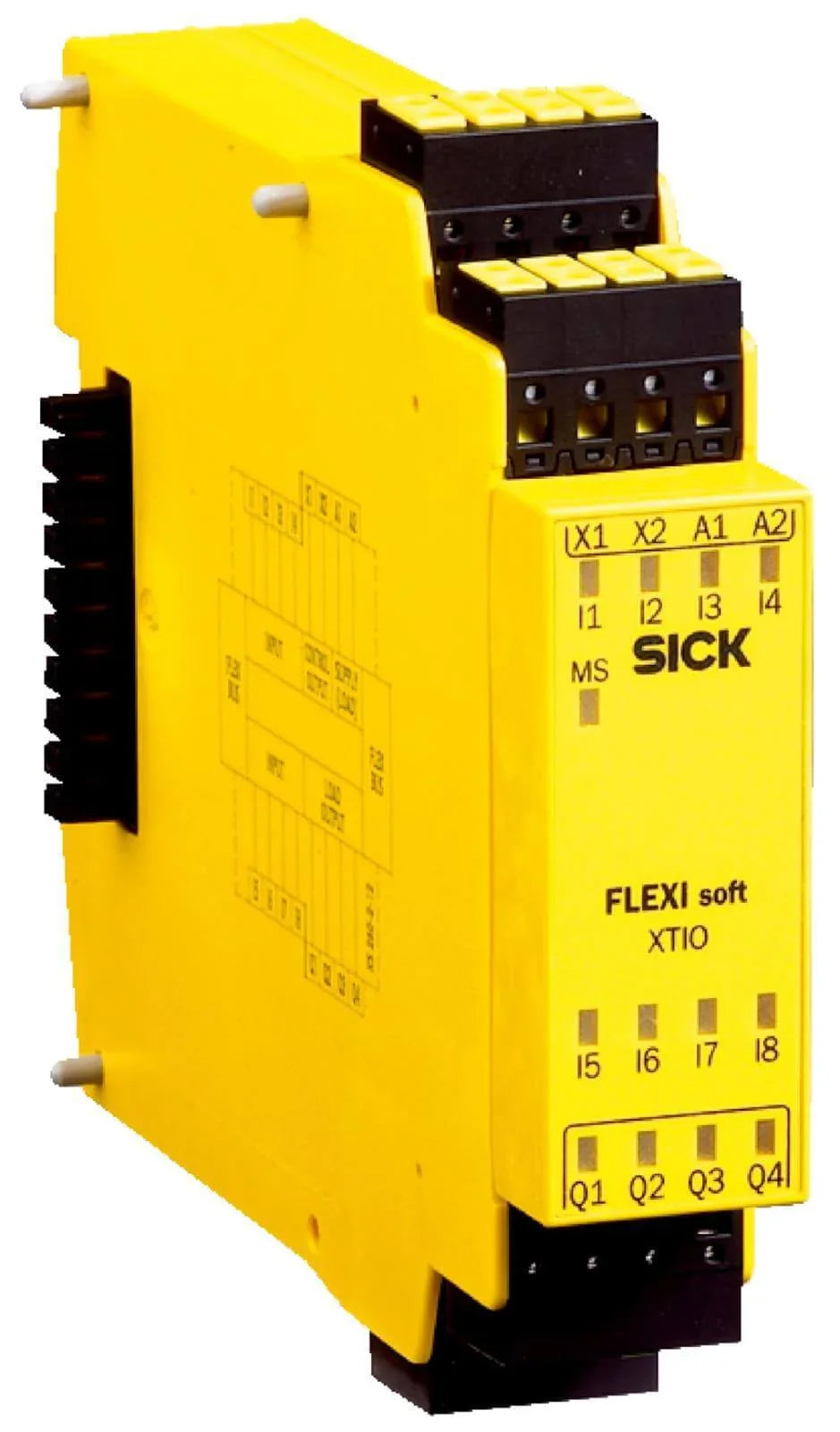 SICK FLEXI soft XT10 industrial control module with yellow casing and terminal connectors