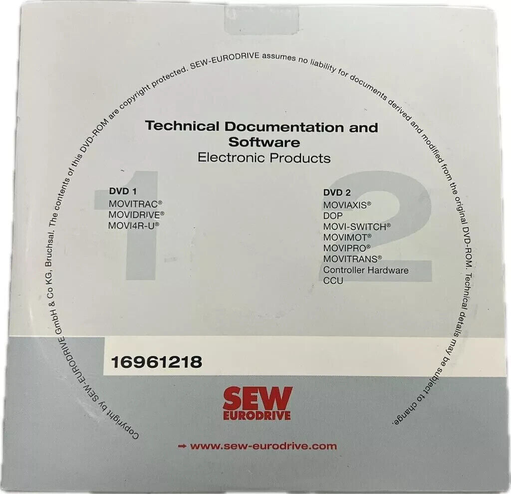 1x SEW EURODRIVE 16961218 Technical Documentation + Movitrac Movidrive Software