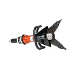 Holmatro rescue tool with orange cylinder and black cutting jaws for emergency vehicle extrication