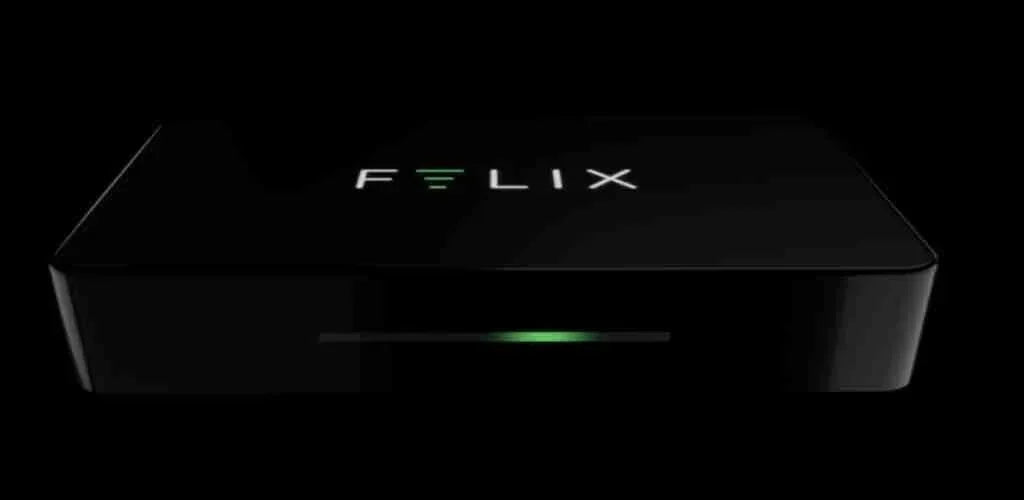 Felix streaming media player with green power light on black background