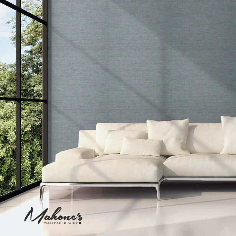 Haruki Sisal, Cornflower - Schumacher Wallpaper 91cm x 731cm = 6.6m² Coverage
