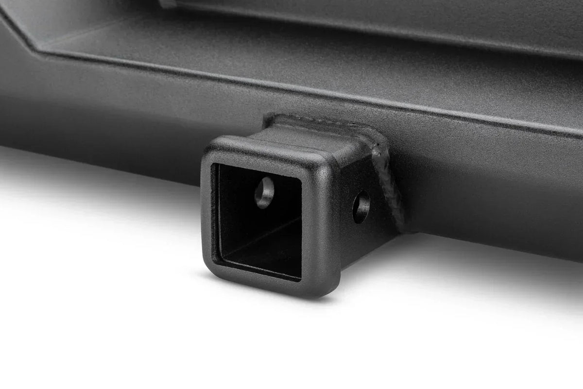 Black square trailer hitch receiver for truck towing, compatible with international truck parts