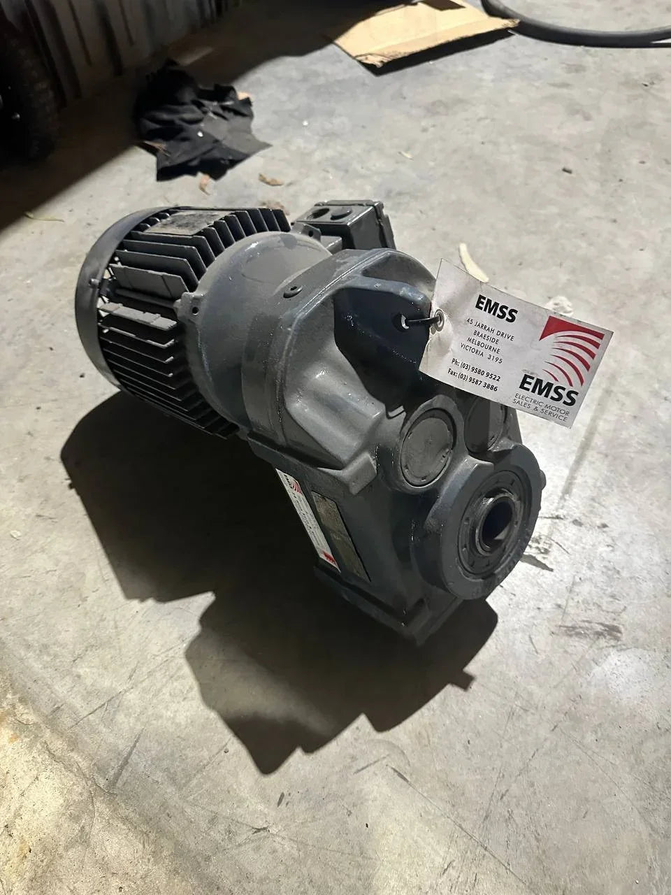 Industrial electric motor with EMSS tag, suitable for tractor parts and machinery applications