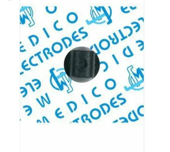 Medical electrodes with blue text pattern and central black circular component