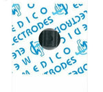 Medical electrodes with blue text pattern and central black circular component