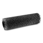 Black cylindrical brush with dense bristles for industrial cleaning