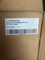 Cardboard box labeled R700P260.P060 with barcode, product details, and shipping info for PVC roll table cover.