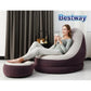 2PC Inflatable Sofa Chair Lounger Ottoman Ergonomic PVC W/Footstool For Relaxing