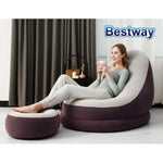 Bestway inflatable chair with matching footrest, cozy indoor relaxation setup