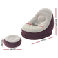 2PC Inflatable Sofa Chair Lounger Ottoman Ergonomic PVC W/Footstool For Relaxing