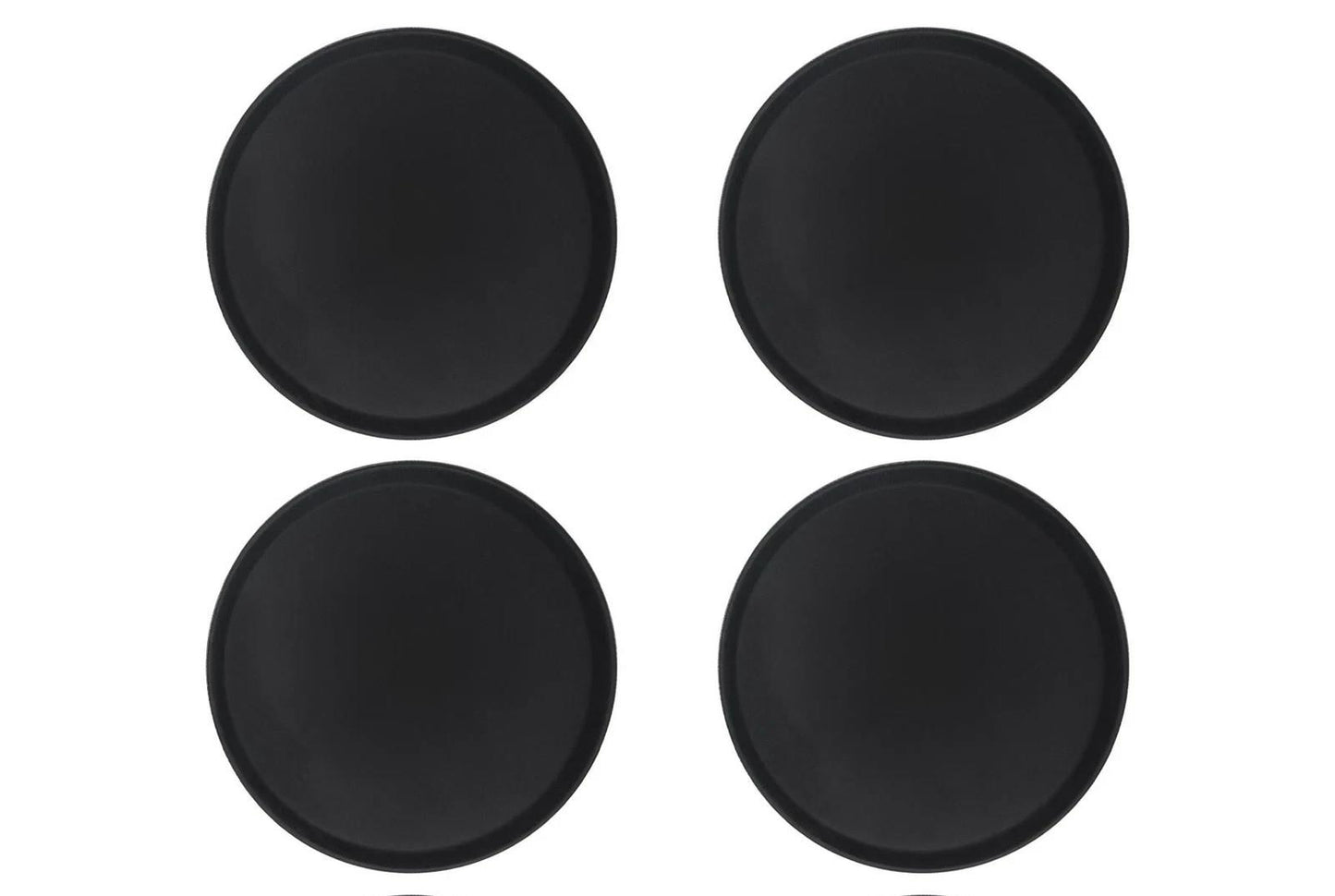 4x Black 28cm Round Non-Slip Serving Trays Plastic Food Tea Dinner Trays