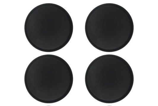 4x Black 28cm Round Non-Slip Serving Trays Plastic Food Tea Dinner Trays