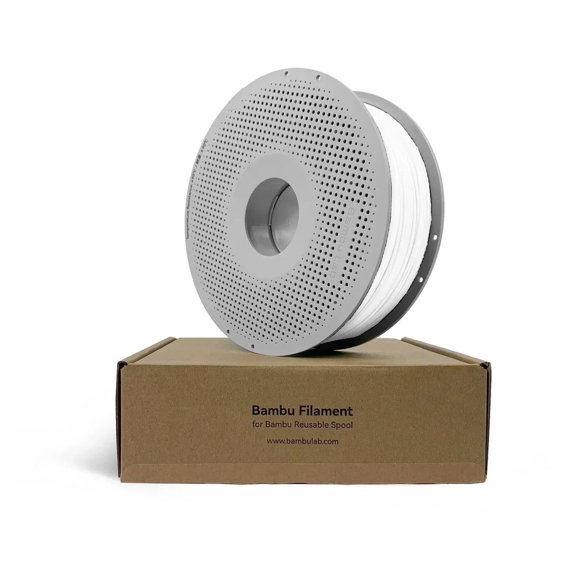 Bambu Filament spool for 3D printing on reusable spool box