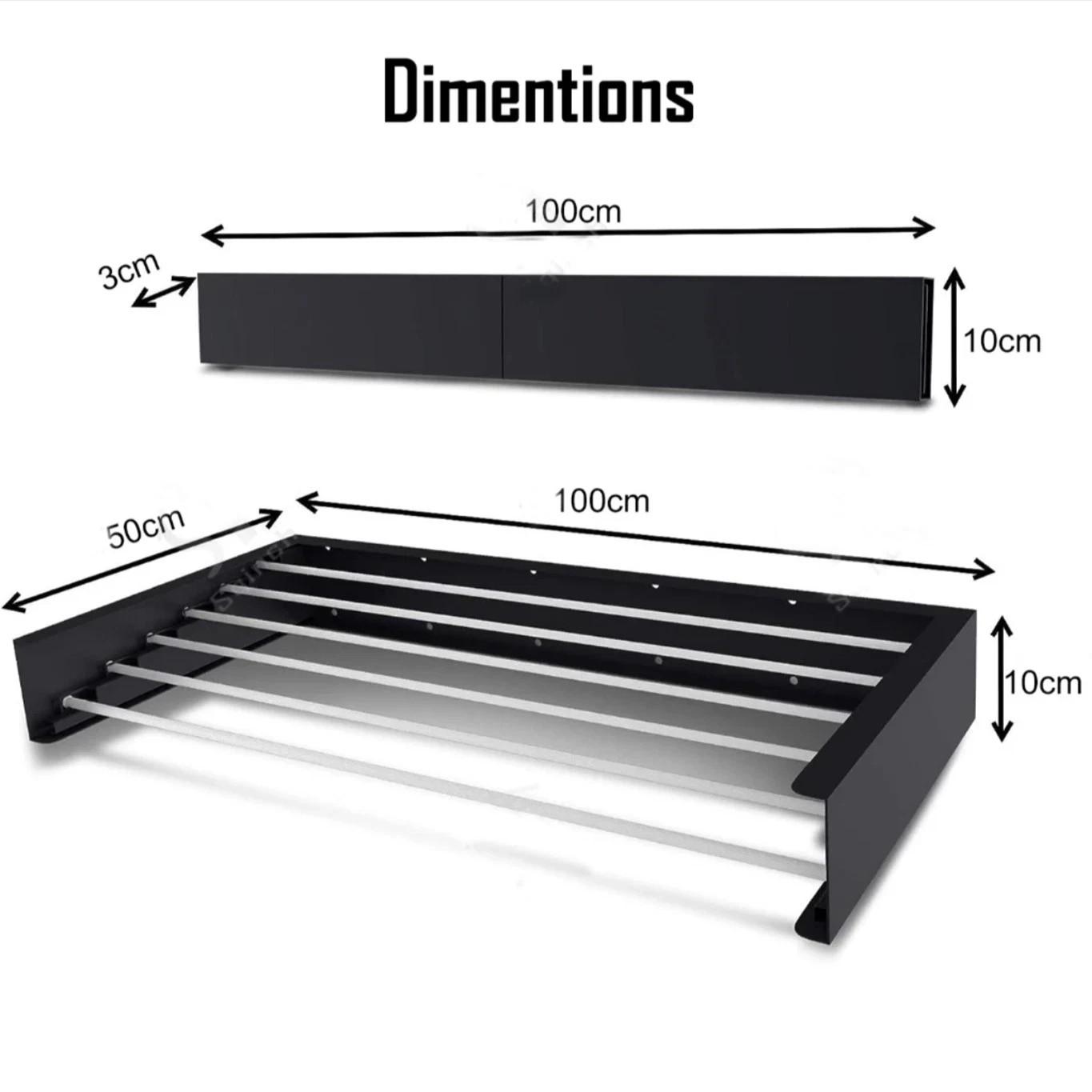 100CM Foldable Clothes Towel Drying Rack Wall Mounted Clothes Drying Rack White