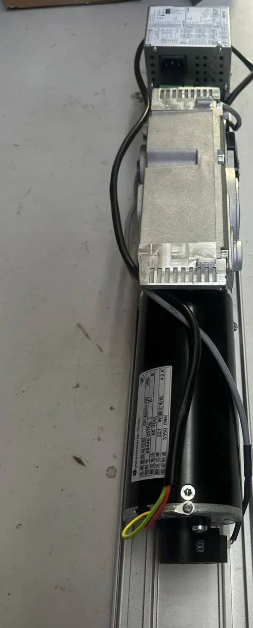 Electric linear actuator with power supply, cables, and control box for industrial use