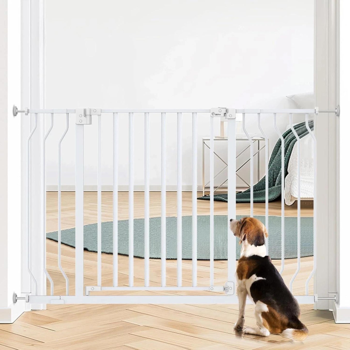 Safety Gate, Dog/Baby Fit 75-123CM Wide, Safety Gate for Stairs Easy Walk Thru