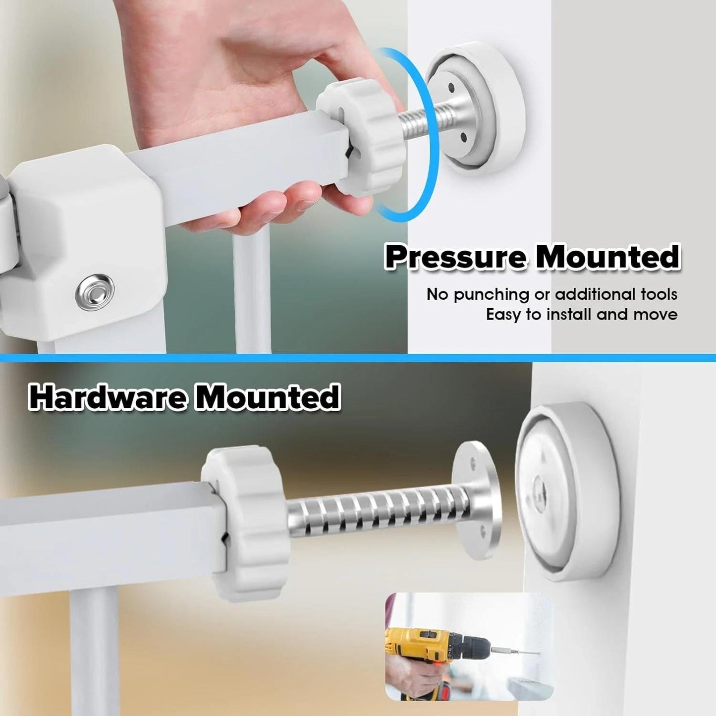Safety Gate, Dog/Baby Fit 75-123CM Wide, Safety Gate for Stairs Easy Walk Thru