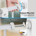 Pressure and hardware mounted gate hardware with easy installation